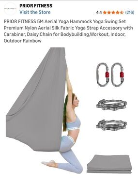 Gray Aerial Yoga Hammock Swing Set - Premium Nylon